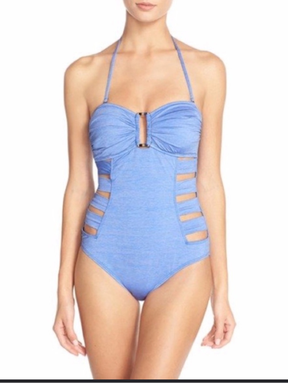 La Blanca Blue One-Piece Swimsuit with Side Cutouts